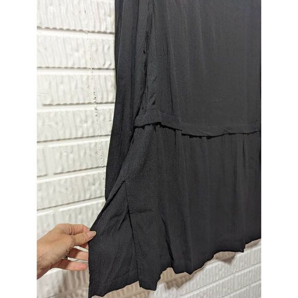 J. Jill Women's Black Long Sleeve Rayon Drop Waist Pleated Mini Shift Dress XLP - Picture 4 of 6